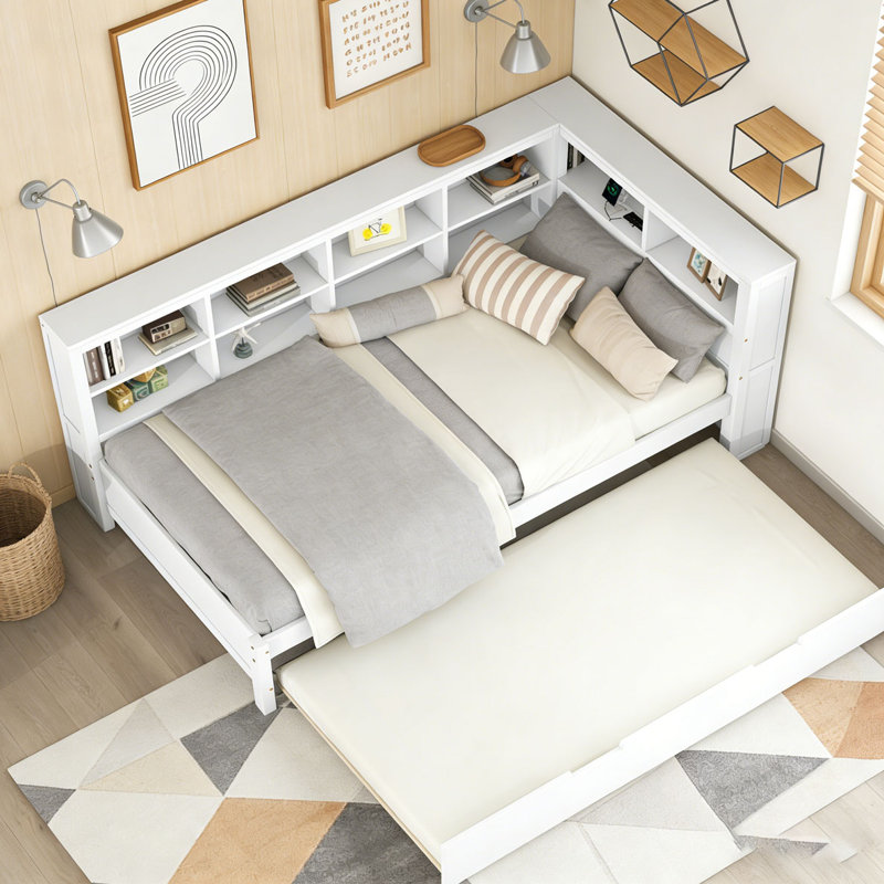 Wooden Twin Size DayBed with Twin Size, White