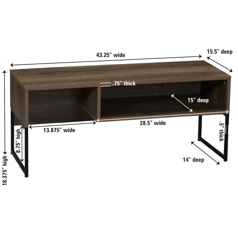 Ashwood Iron Wrap TV Stand in Rustic, Coffee/Black