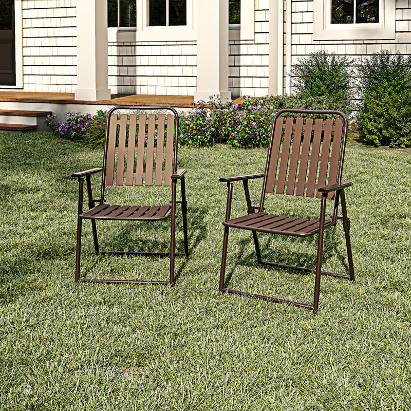 Ensemble de 2 chaises pliantes, Brun antique