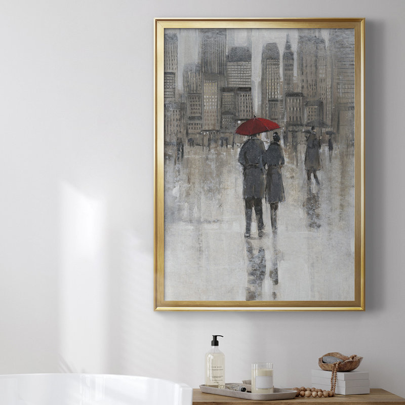 " Rain In The City I ", Gold, 24.5" H x 18.5" W x 1" D
