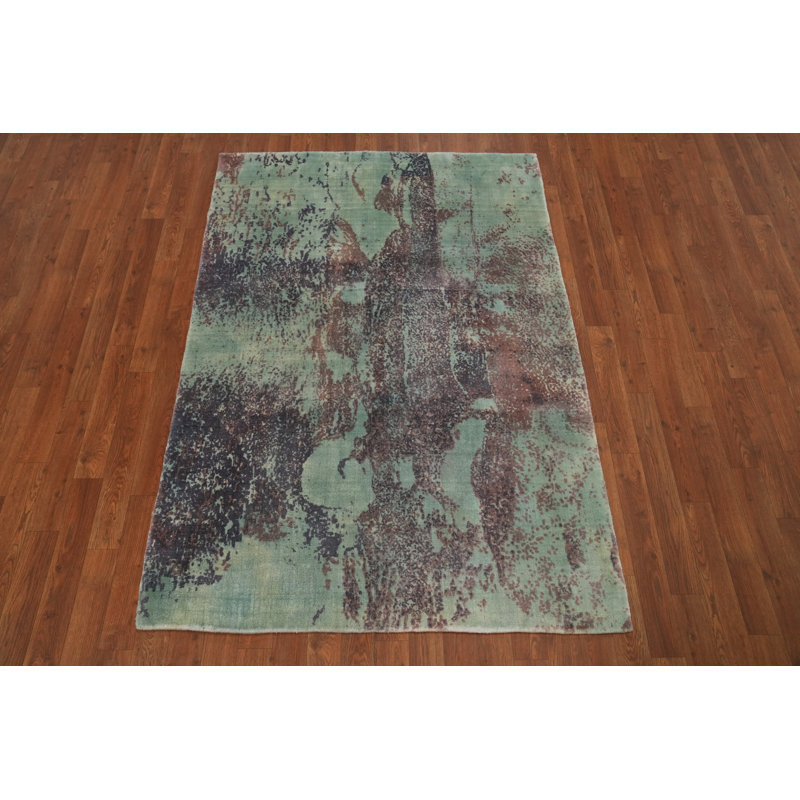 Tapis unique en coton 5 pi 9 po x 4 pi 0 po vert