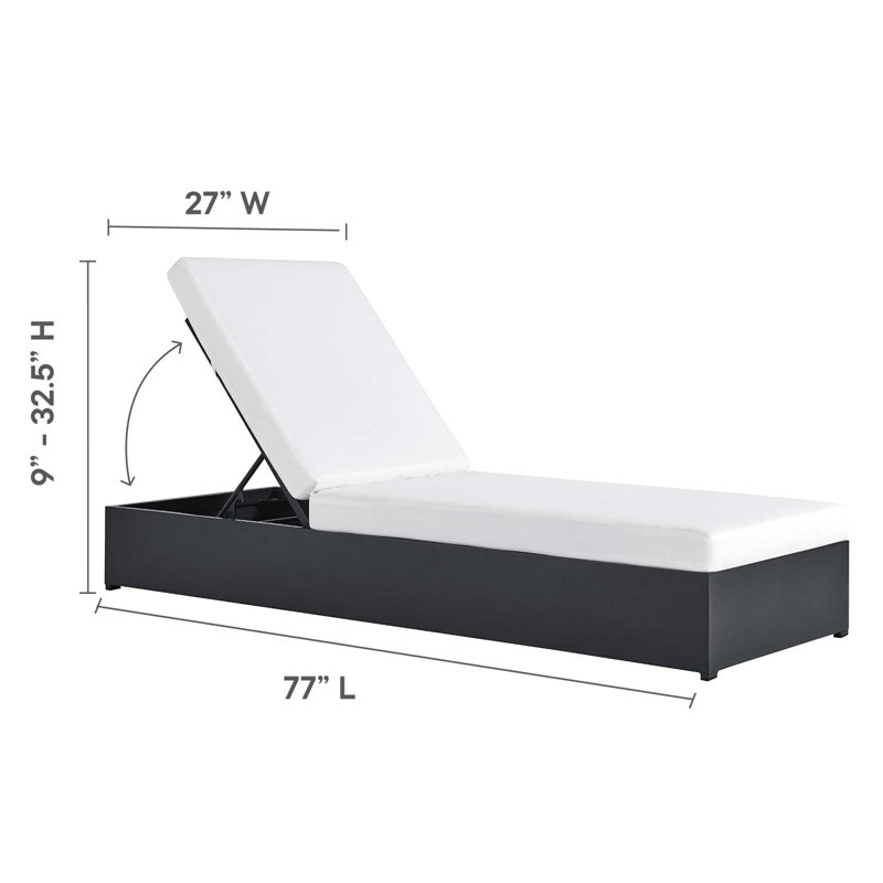 Modway Tahoe Outdoor Patio Powder-Coated Aluminum 3-Piece Chaise Lounge Set, White