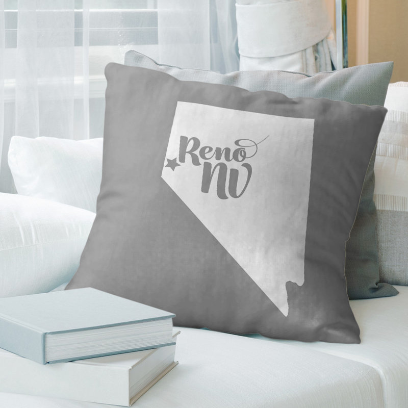 Linen Reversible Throw Pillow, Reno, 14" x 14", Gray