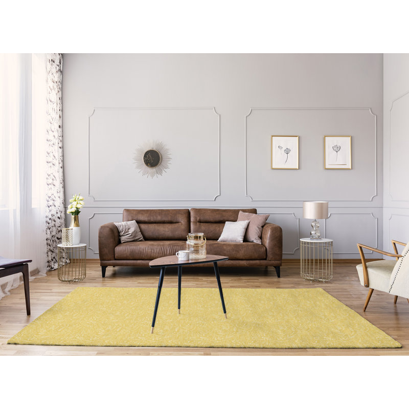 Tapis jaune classique ditsy floral area, Rectangle 8 pi x 10 pi