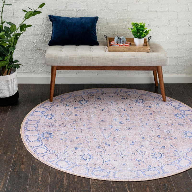 Sixtine Chenille Oriental Indoor Rug, Round 7'7"