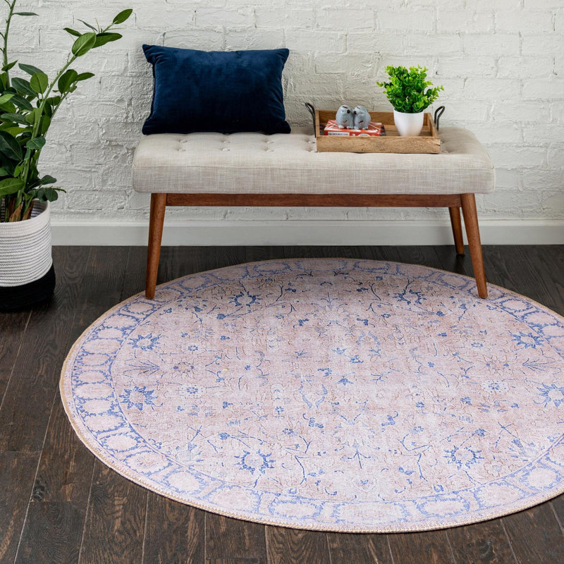 Tapis beige Sixtine, Rond 7 pi 7 po