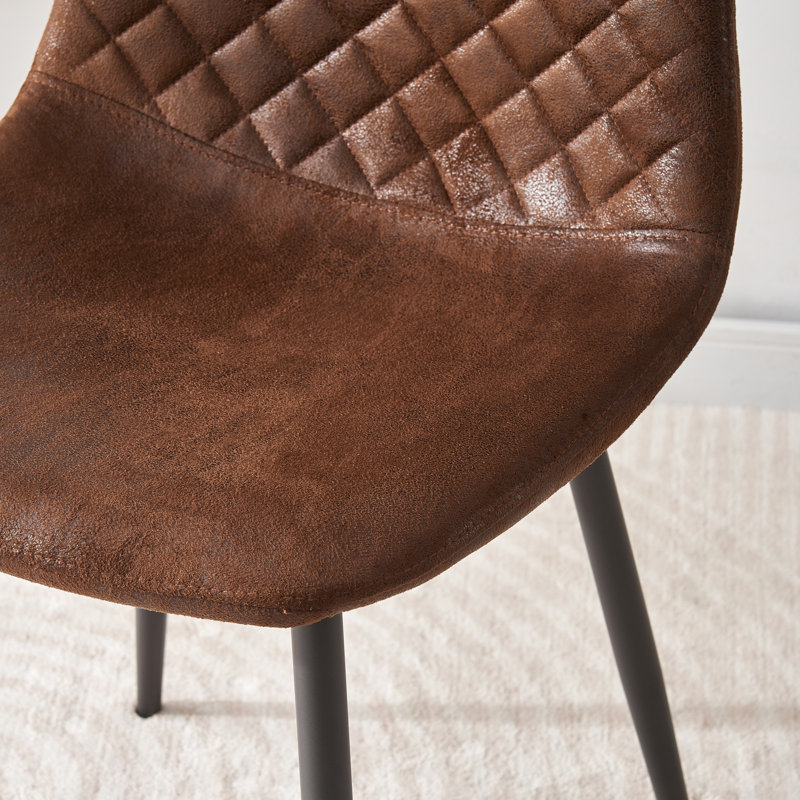 Kaylani Modern Upholstered Dining Chair, Brown Suede, Black, 6