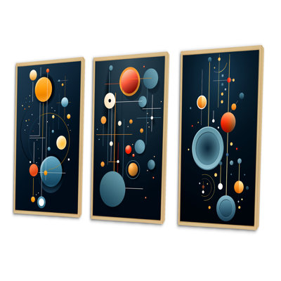 «Divination Abstract Circular Retro Geometrics», ensemble de 3 pièces sur toile