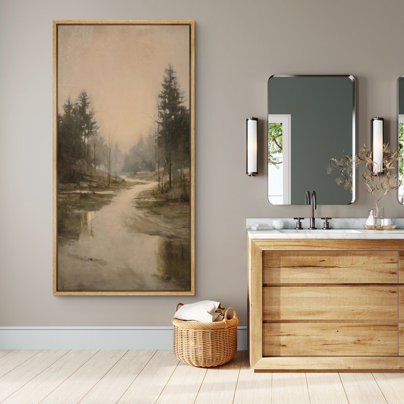 Art mural rétro sur toile, impression de paysage naturel pour décoration murale rustique, H 60 po x l 30 po, Naturel