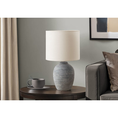 Lighting, H 17 po, lampe de table, céramique, abat-jour ivoire / crème, contemporain, moderne