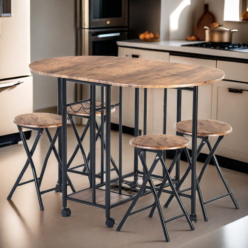 Aivery 4 - Person Dining Set, Brown/Black