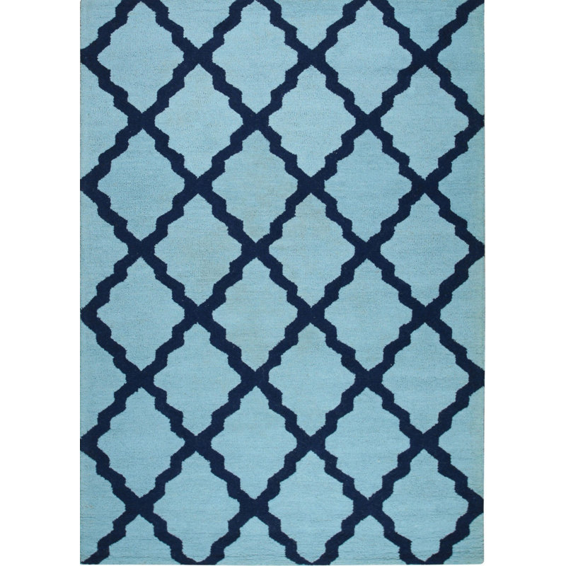 Hand Tufted Wool Area Rug in Blue
