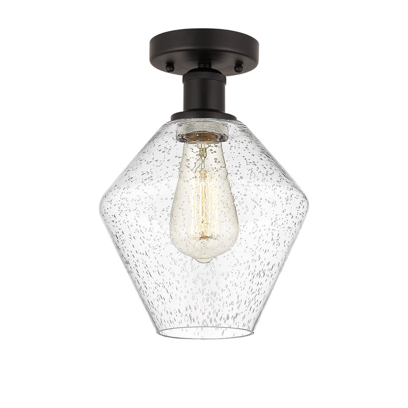 Amylea Glass Semi Flush Mount, Seedy, Oil Rubbed Bronze, 11.25"H x 8"W x 8"D