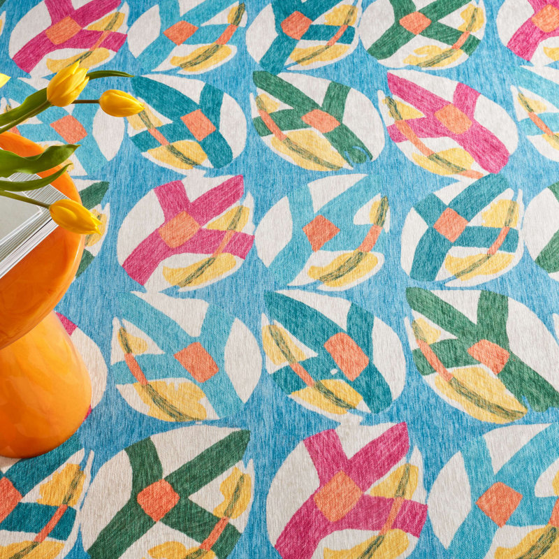 Lily Pad Spring Machine Washable Rug, Rectangle 4' x 6'