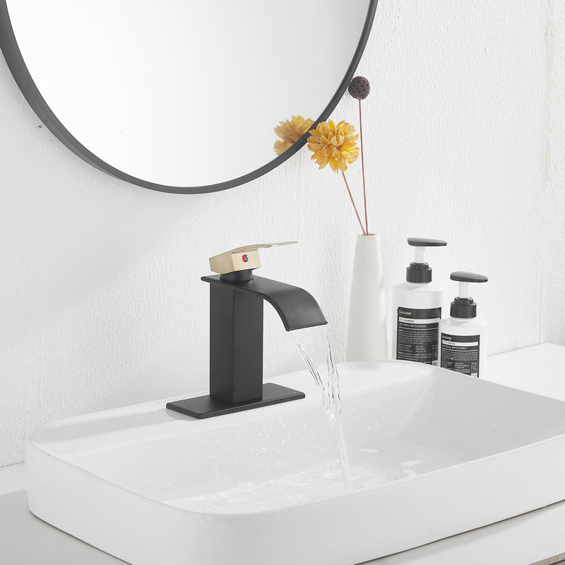 Single-handle Bathroom Faucet with Drain Assembly, Gold mixed Black