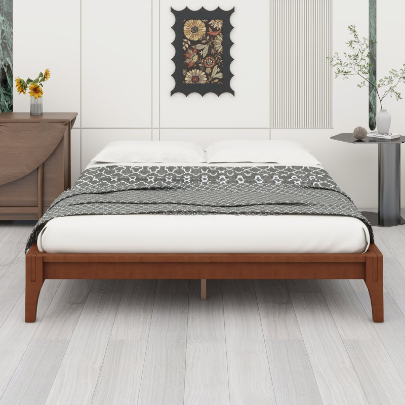 Solid Dry Bamboo Wood Platform Bed, Brown