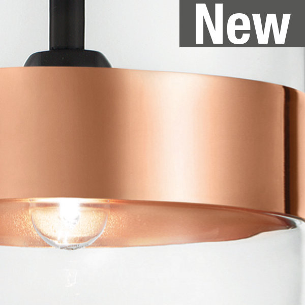 Futura Ceiling Lamp G Amber Brass Matt Black 1 E26 Ul, 12" H x 8" W x 8" D, Crystal Copper