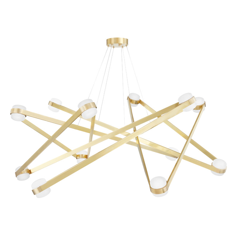 Orbit 12 Light Chandelier, Aged Brass