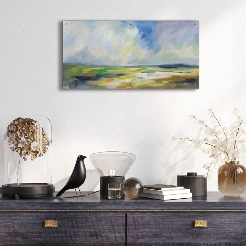 «Spring Sky» par Silvia Vassileva, art mural en verre acrylique, H 24 po x l 48 po