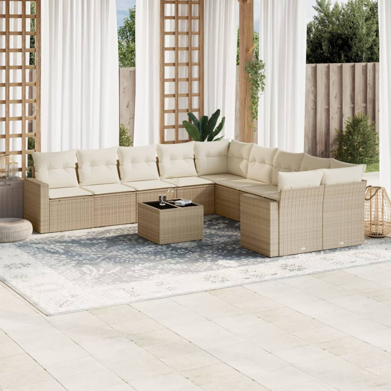 Grand canapé modulaire en rotin PE Vidaxl
