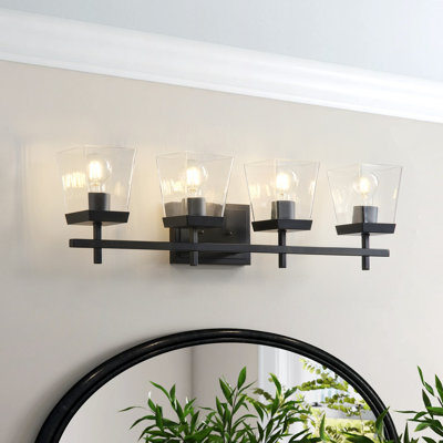 4-Light matte black adjustable glass mirror front lamp