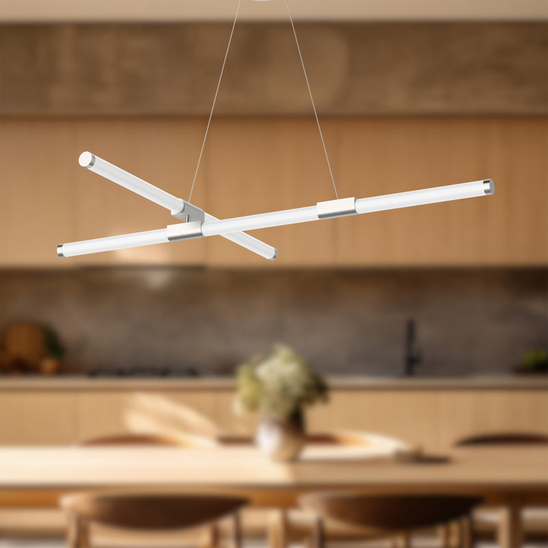 Lustre linéaire moderne à 2 lumières Akari, Nickel brossé