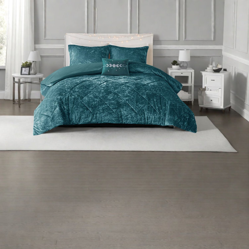 Ensembles de literie luxueux en velours bleu sarcelle, conception matelassée pour chambre à coucher moderne