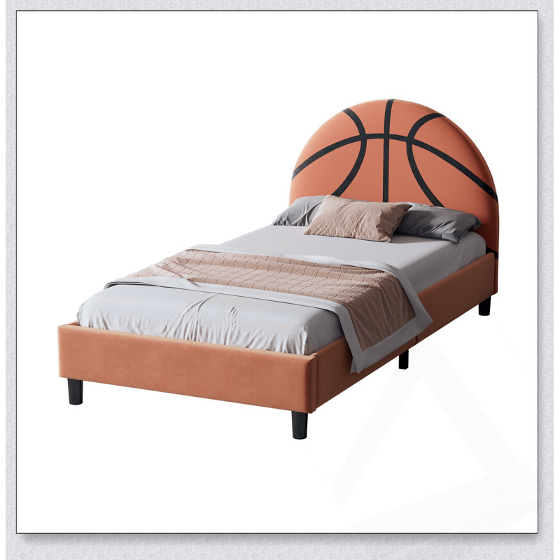 Lit plateforme tapissier simple Basketball, de style sportif pour les enfants et les adolescents, confortable et durable