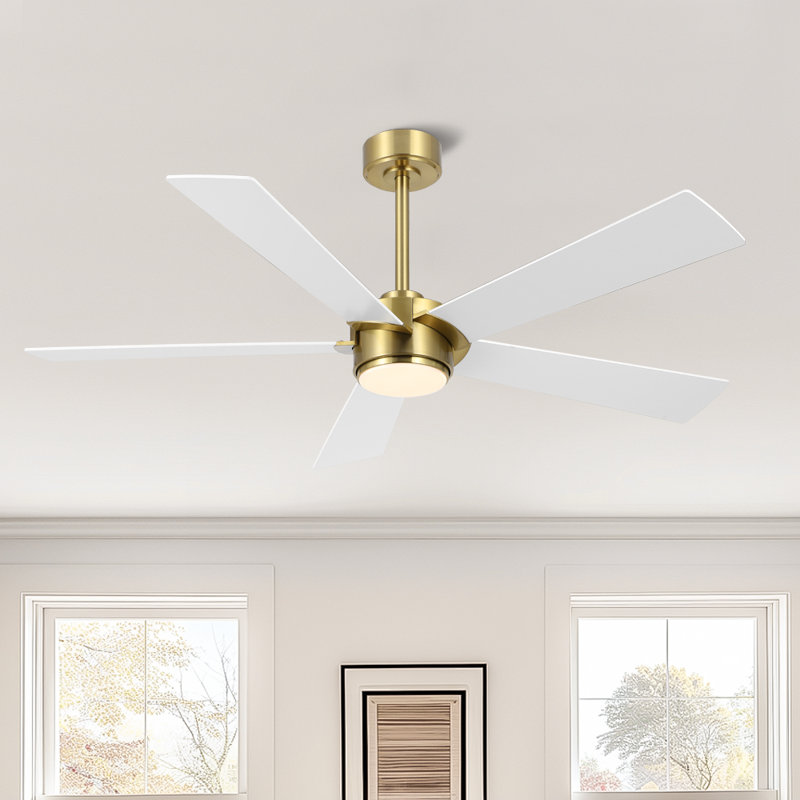 Ventilateur de plafond à 5 pales à DEL à intensité variable et télécommande, moteur CC réversible à 6 vitesses sans bruit