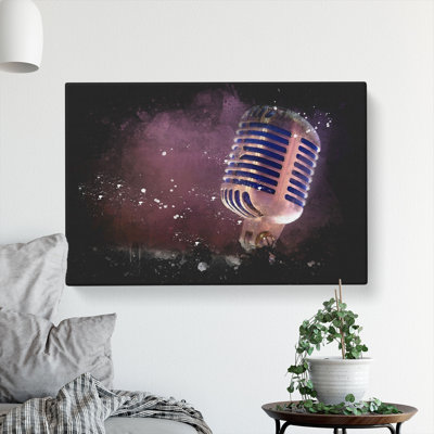 Steel Vocal Microphone - Wrapped Canvas Print