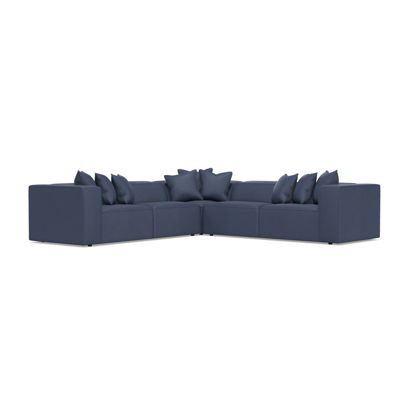 Bliss Sectional, 28" H x 123.5" W x 123.5" D, Blue Polyester