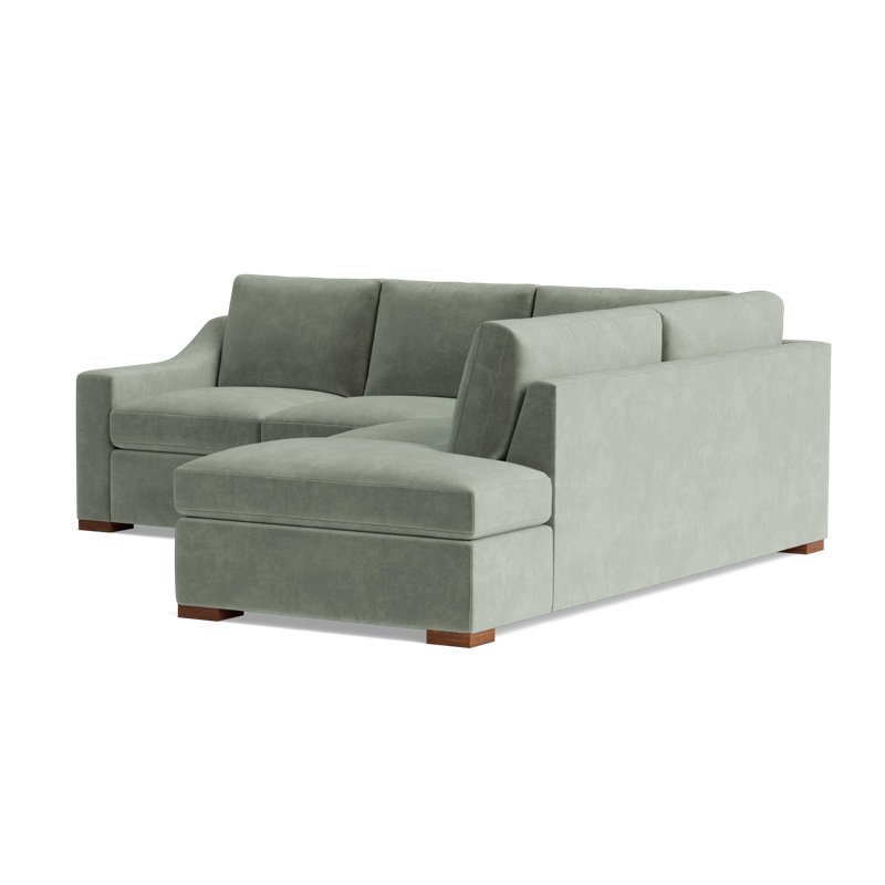 Lucca Sectional, Velvet - Sage, Right Hand Facing
