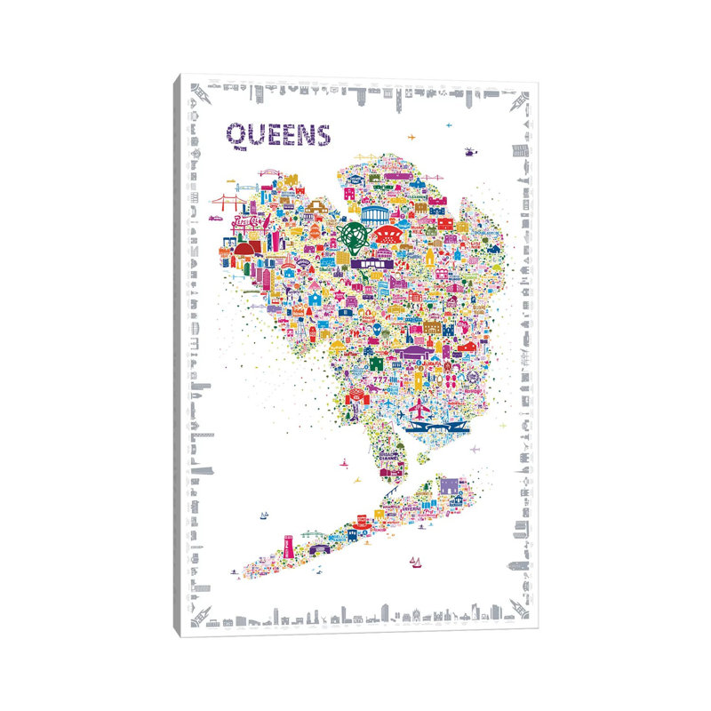 New York Collection-Queens by Rafael Esquer - Wrapped Canvas Gallery-Wrapped Canvas Giclée, 101.6 cm H x 66.04 cm W