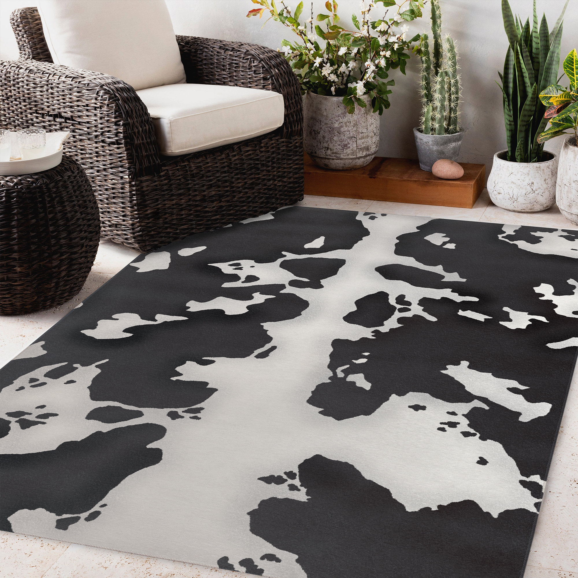 Millwood Pines Brax Animal Print Charcoal/White Indoor / Outdoor Area ...