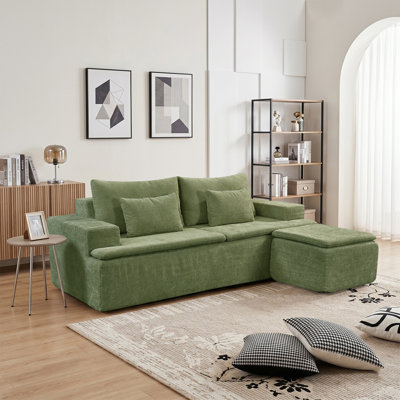 83" Modular Sectional Sofa, Boneless L-Shape Comfy Cloud Couch with Ottoman, 3-Seater Deep Seat Convertible Modular Sofa with Pocket Springs, Throw Pillows for Living Room, No Assembly Required