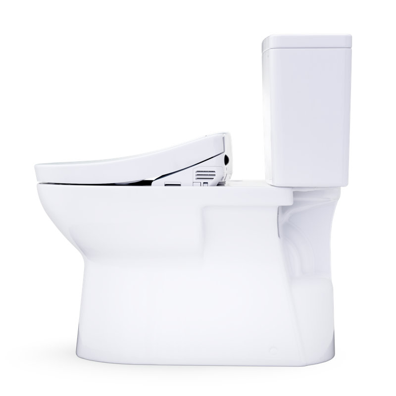 TOTO Glaston WASHLET+ S5 Two-Piece Elongated 1.0 GPF Universal Height Toilet with CEFIONTECT, Cotton White - MW4723446CUFG#01