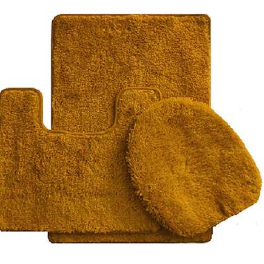 3pc Traditional Nylon Washable Bathroom Rug Set Yellow - Garland Rug