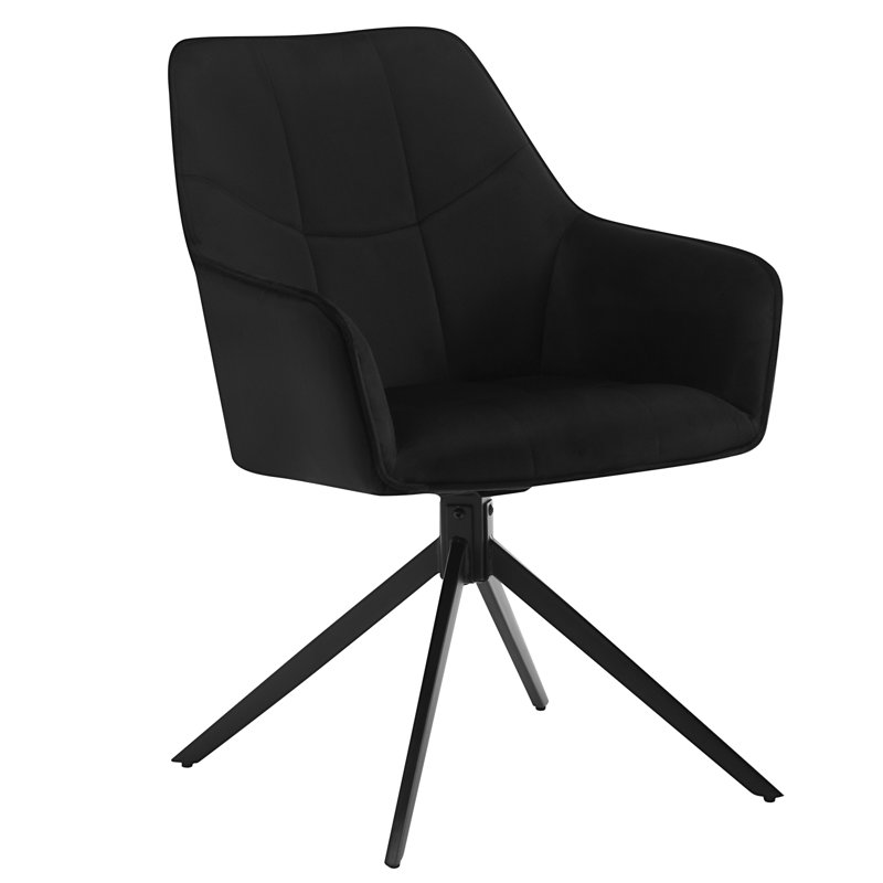 Zaytoune 47cm H Velvet Upholstered Metal Armchair, Black velvet, 1