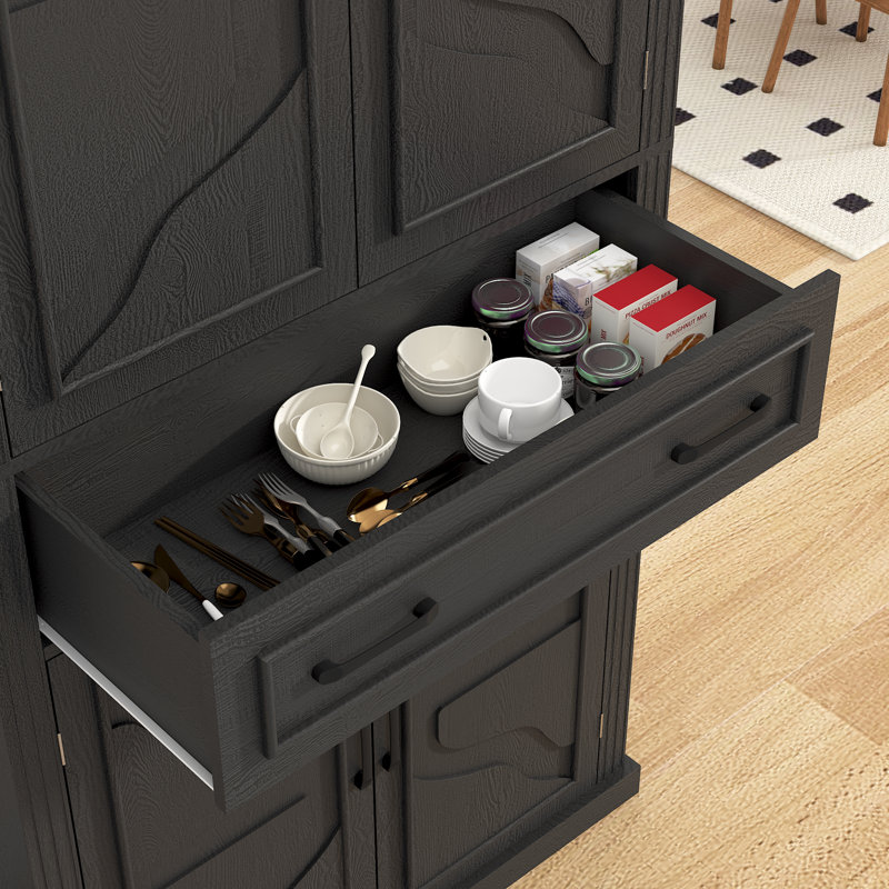 Garde-manger 72 po avec rangement, Noir mat, Noir
