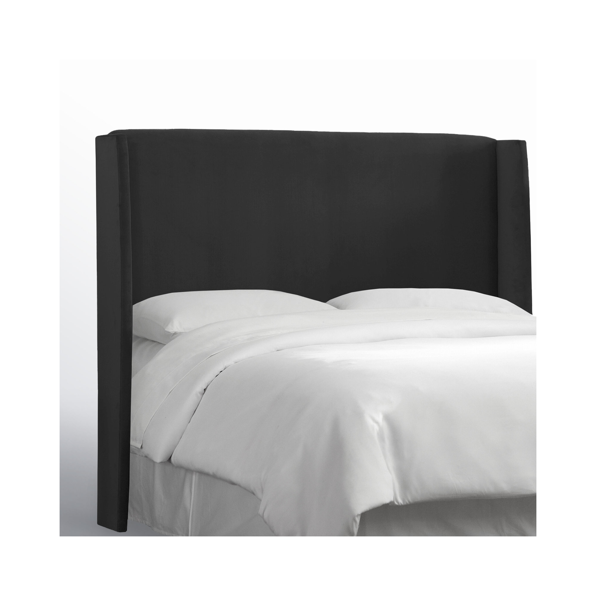 Tilly Upholstered Headboard, Classic Black Performance Velvet, Queen