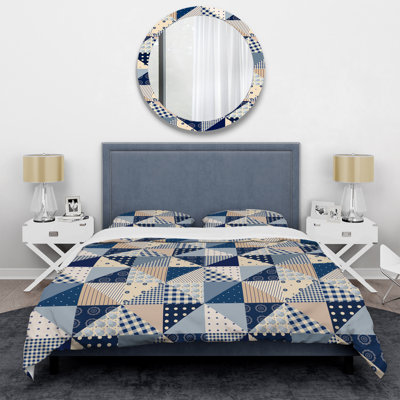 Ensemble de housse de couette en microfibre bleu et crème