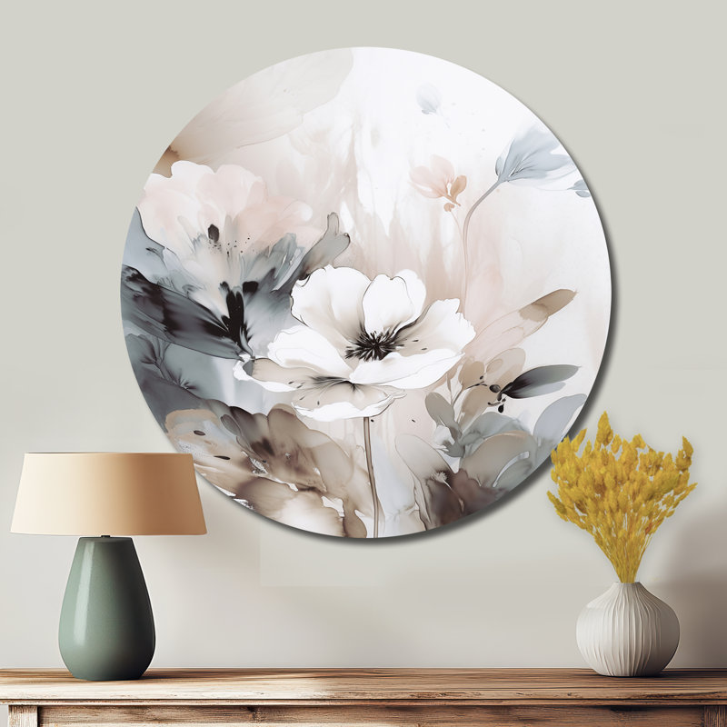 Nadeau - Décoration murale ronde en métal à motif floral, H 29 po x l 29 po