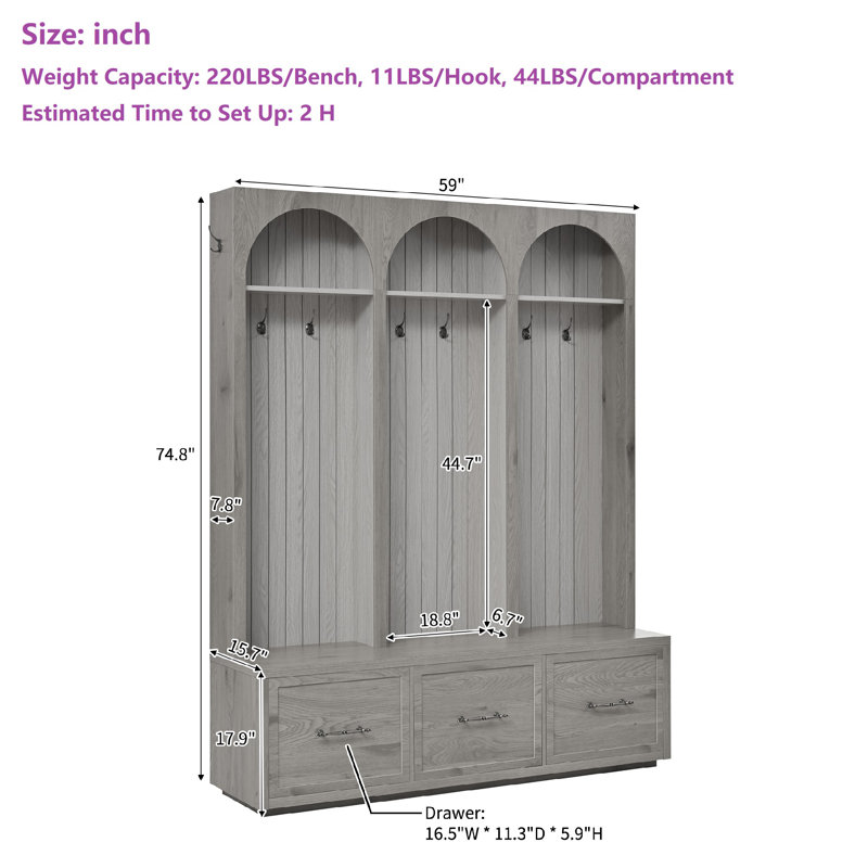 Arbre d'entrée 74,8 "avec rangement ouvert