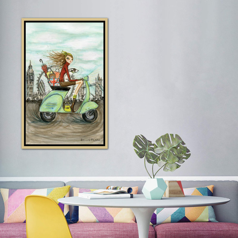 Art de londres, H 60 po x l 40po x P 1,5 po, Toile encadrée d'or