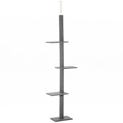 Floor-To-Ceiling Cat Tree Cat Climbing Tower With Sisal-Covered Scratching Posts Natural Cat Tree Activity Center For Kittens Cat Tower Furniture