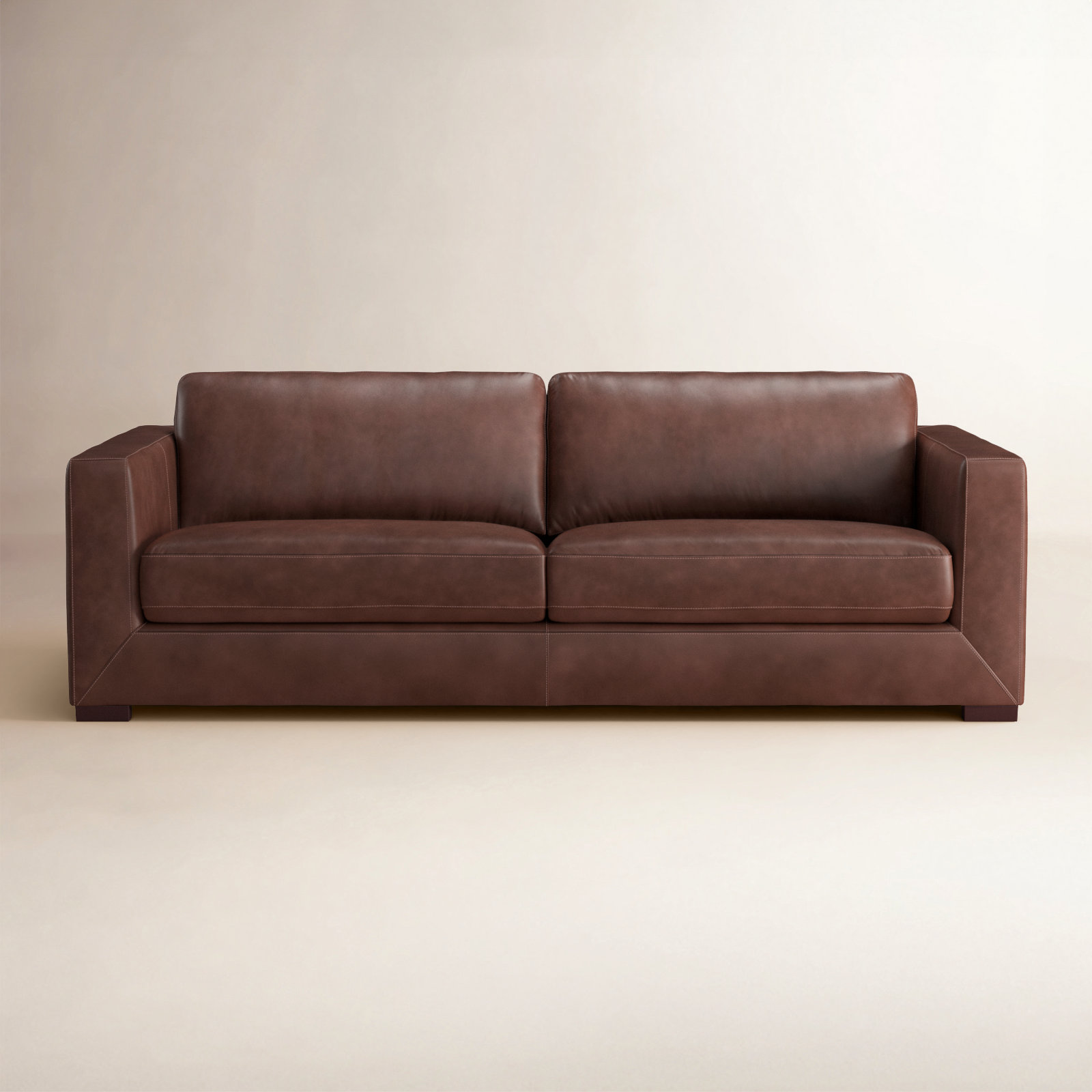  91'' Genuine Leather Sofa, Vintage Tobacco Top Grain Leather