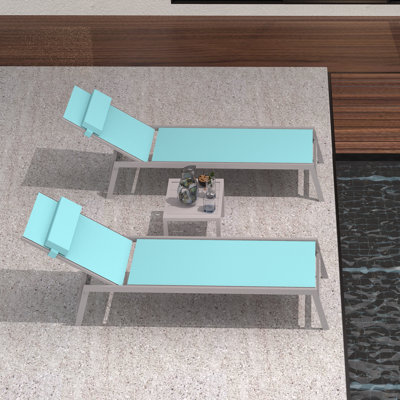 Silko Outdoor Metal Chaise Lounge with Table