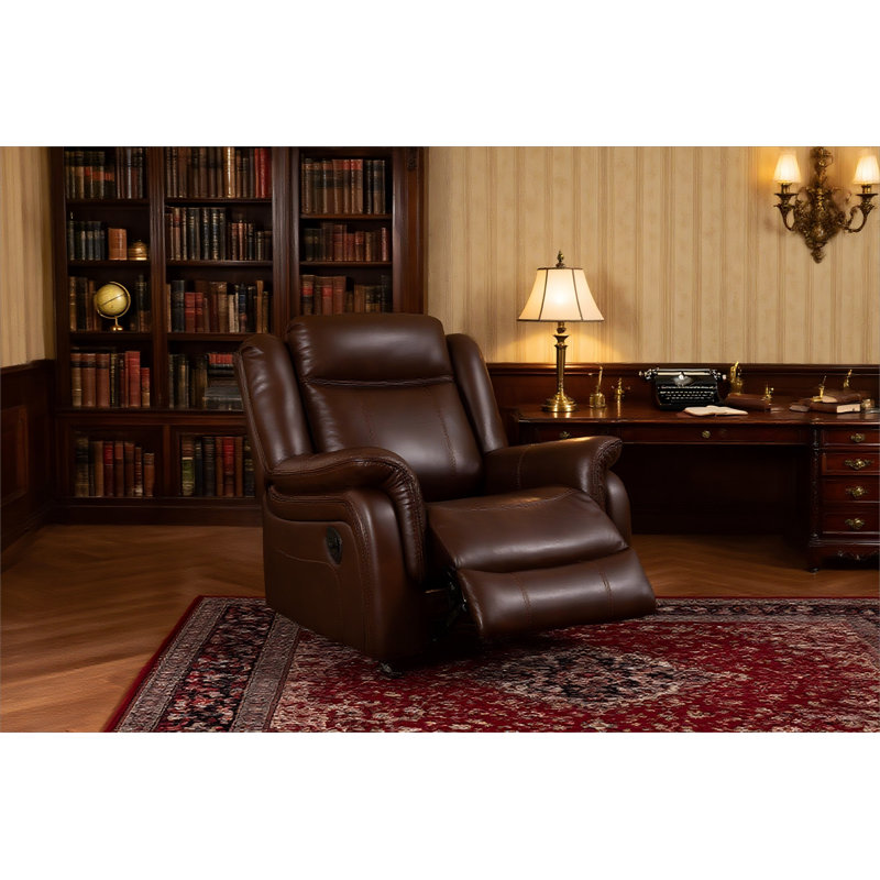 Fauteuil inclinable manuel en similicuir brun, Brun