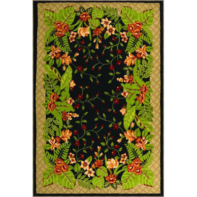 Green Leaf Patterned Woven Floor Carpet