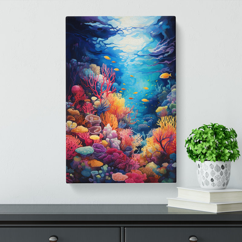 Coral Impressionism Art No.2 - Wrapped Canvas, 50cm H x 35cm W x 3cm D